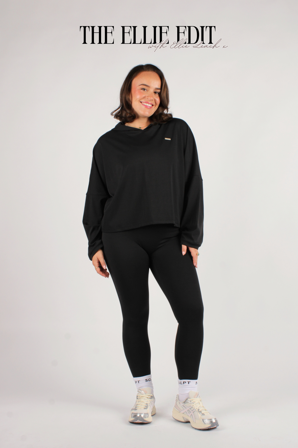 Textured High Waisted Leggings Suede Black