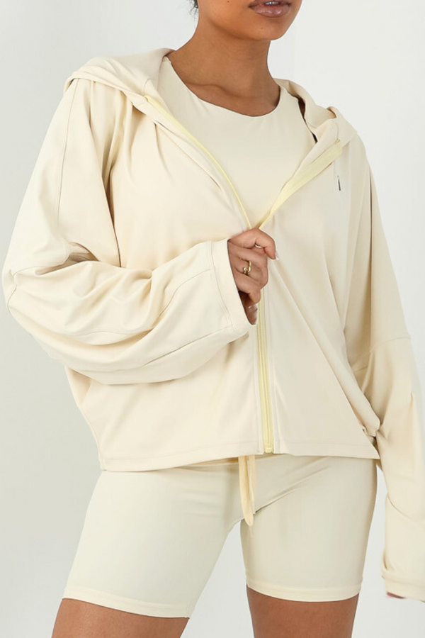 Oversized Light Zip Through Jacket Vanilla