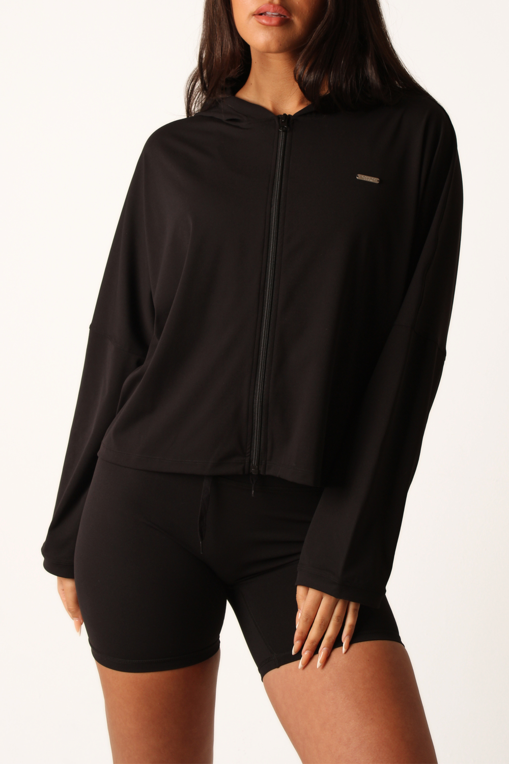 Oversized Light Zip Through Jacket Black