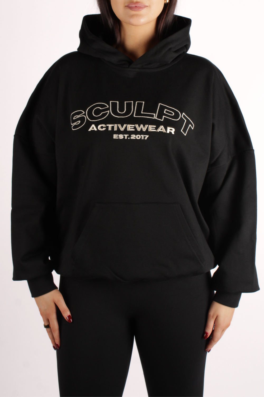 Signature Oversized Logo Hoodie Black