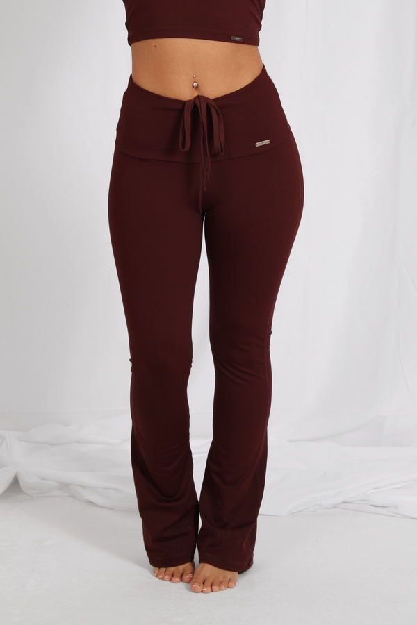 High Waisted Flares Burgundy