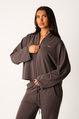 Oversized Zip Through Soft Touch Jacket Slate