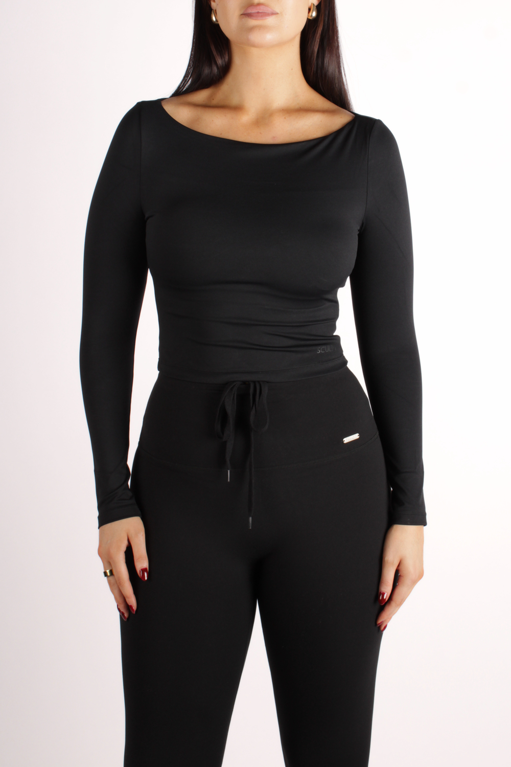 Longsleeve Boat Neck Top Black