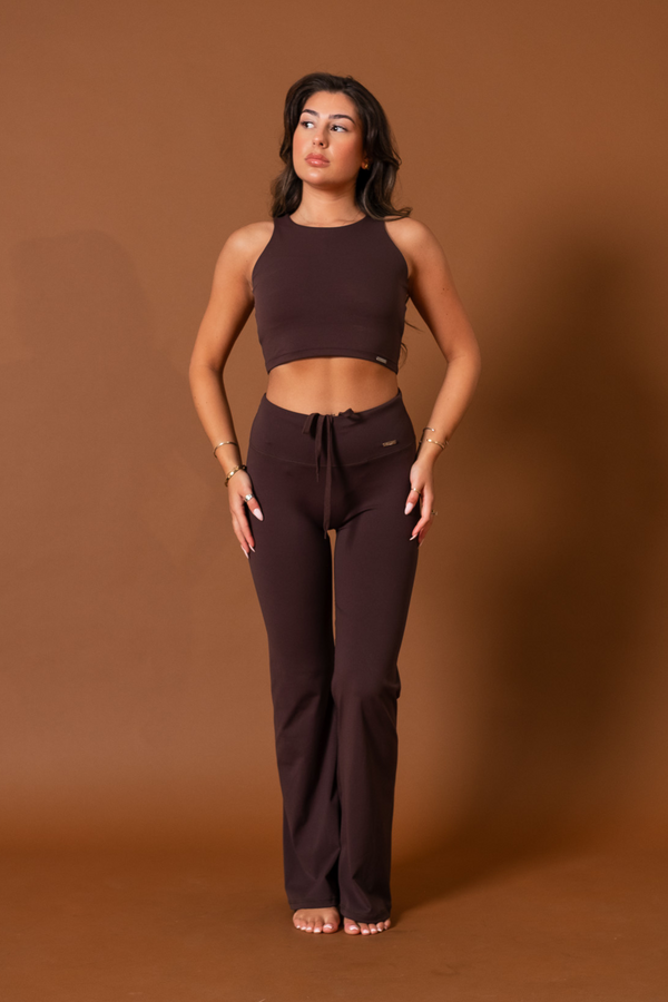 Regular High Waisted Wide Leg Flares Espresso