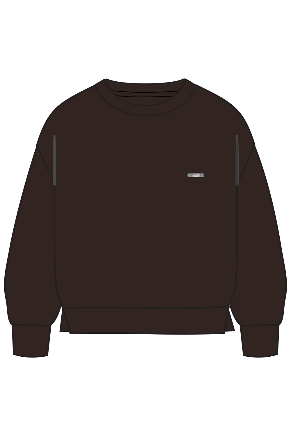 Crew Neck Long Sleeve Sweatshirt Brown