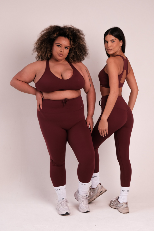 Hybrid High Waisted Leggings Wine