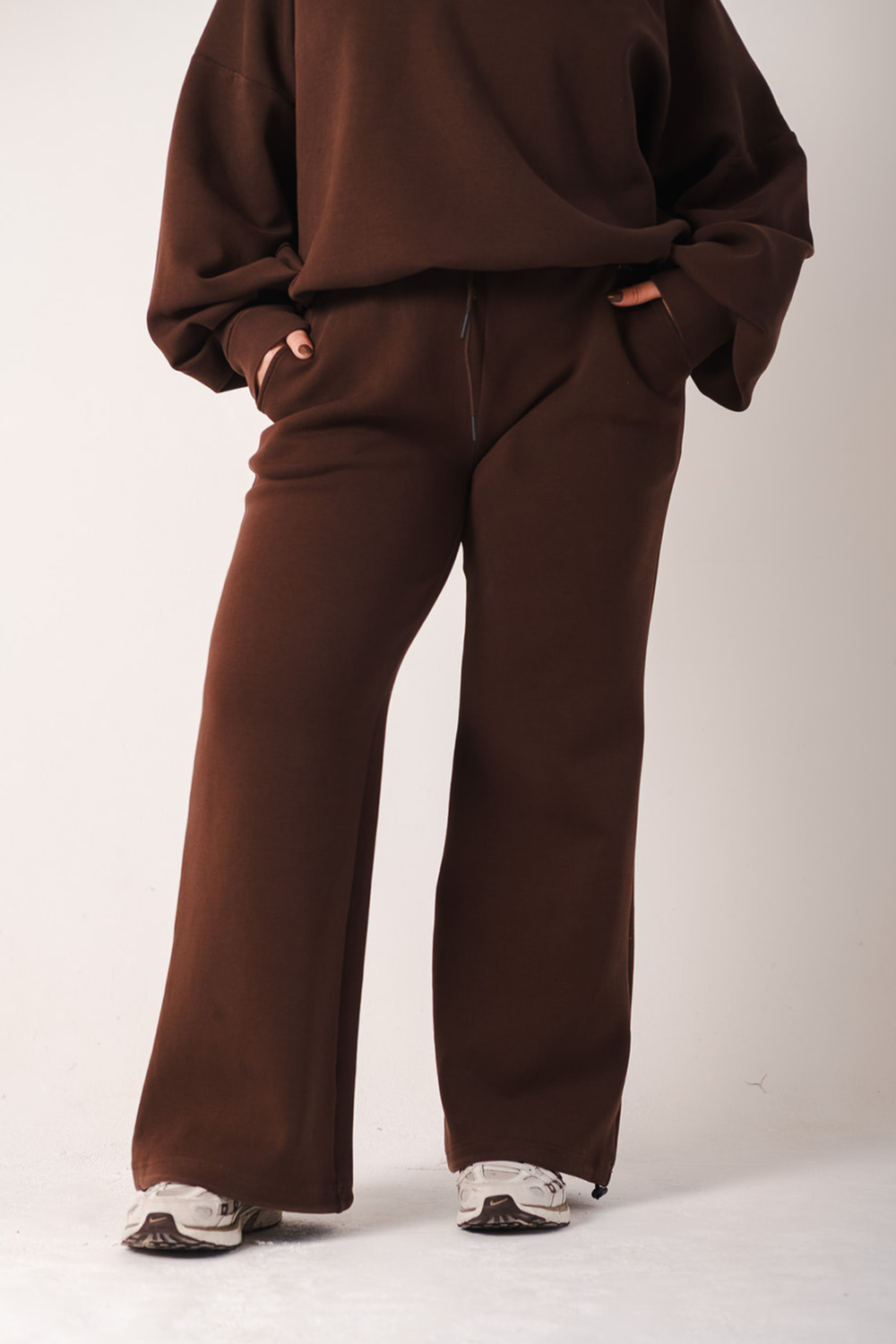 Adjustable Wide Leg Oversized Joggers Cocoa