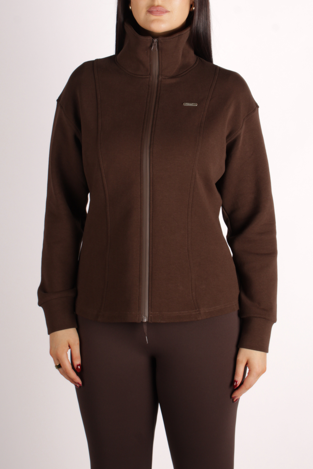 Funnel Neck Zip Through Jacket Cocoa