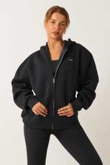 Oversized Zip Through Hoodie Petrol Blue