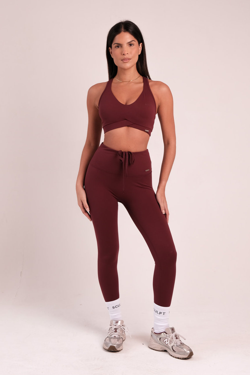 Hybrid High Waisted Leggings Wine