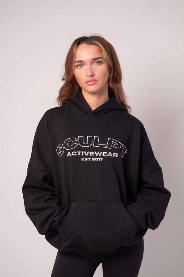 Signature Oversized Logo Hoodie Black