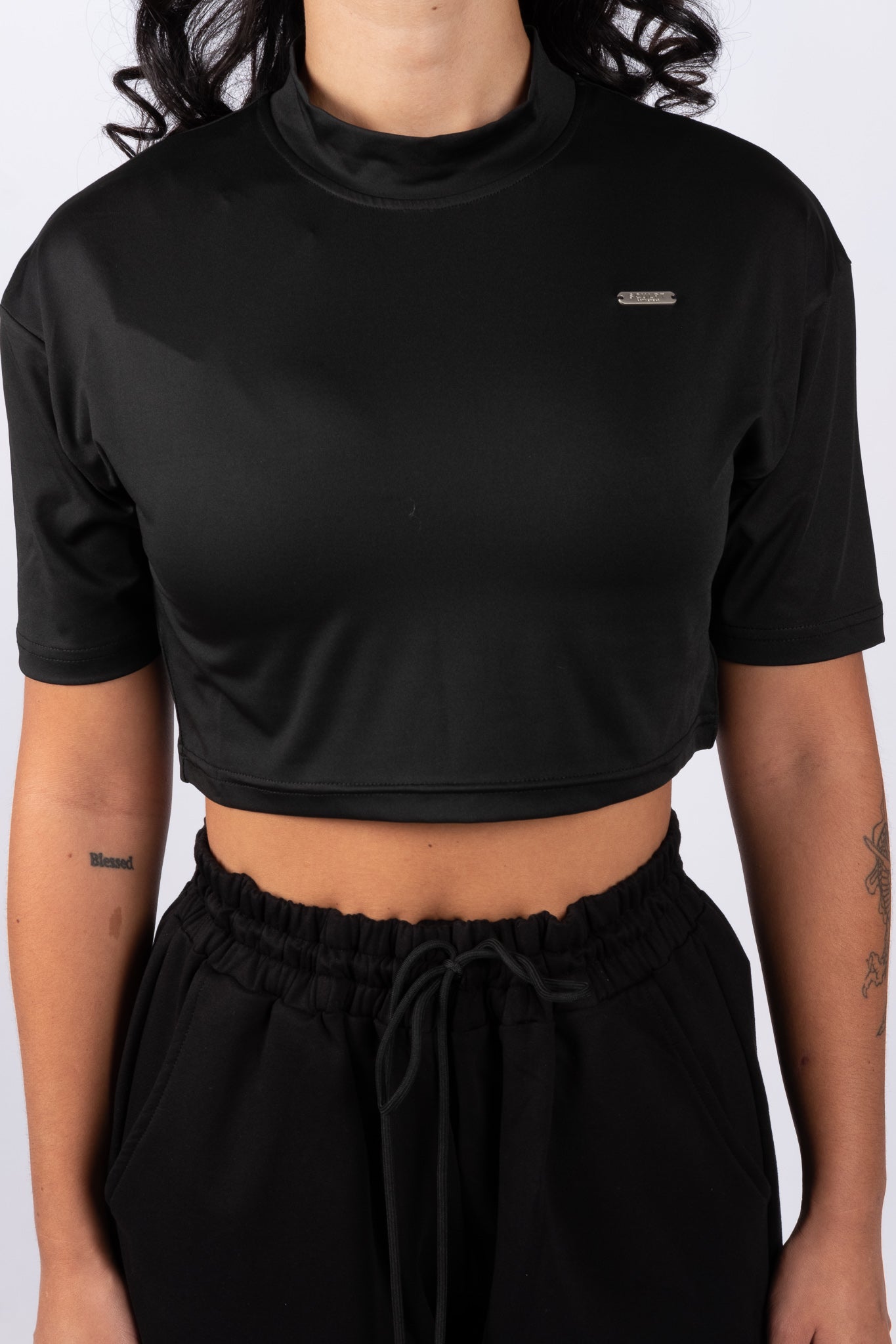 Short Sleeve Cropped T-Shirt Black
